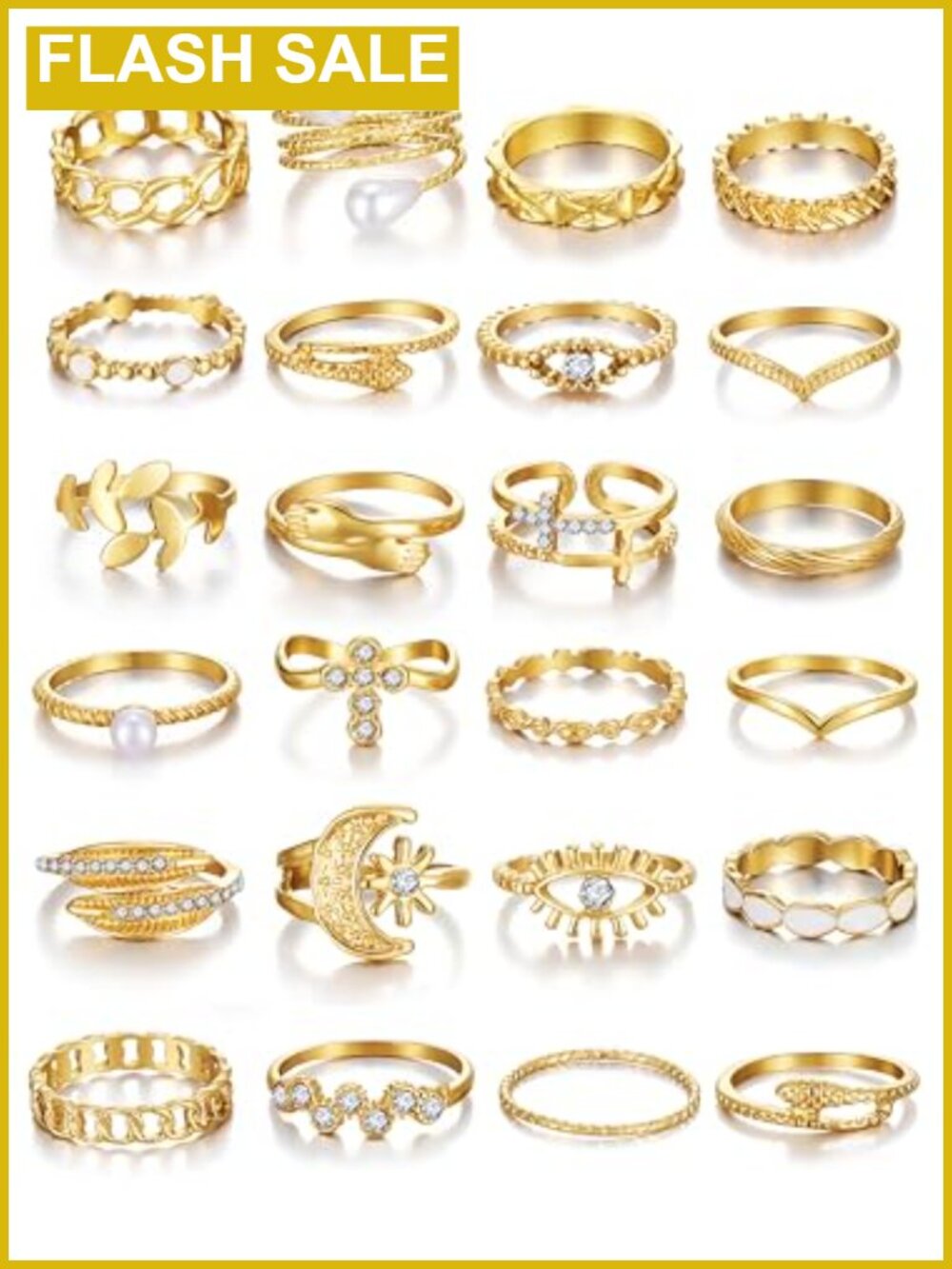 14k Golden Plated Stacking Knuckle Rings Set for Women Dainty Cubic Zirconia